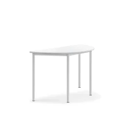 Pöytä BORÅS Korkeapainelaminaatti HPL, puoliympyrä, 1200x600x720 mm, valkoinen, valkoinen