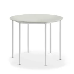 Pöytä BORÅS Korkeapainelaminaatti HPL, pyöreä, Ø1200x900 mm, harmaa, valkoinen