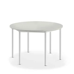 Pöytä BORÅS Korkeapainelaminaatti HPL, pyöreä, Ø1200x720 mm, harmaa, valkoinen