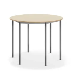Pöytä BORÅS Korkeapainelaminaatti HPL, pyöreä, Ø1200x900 mm, koivu, hopeanharmaa