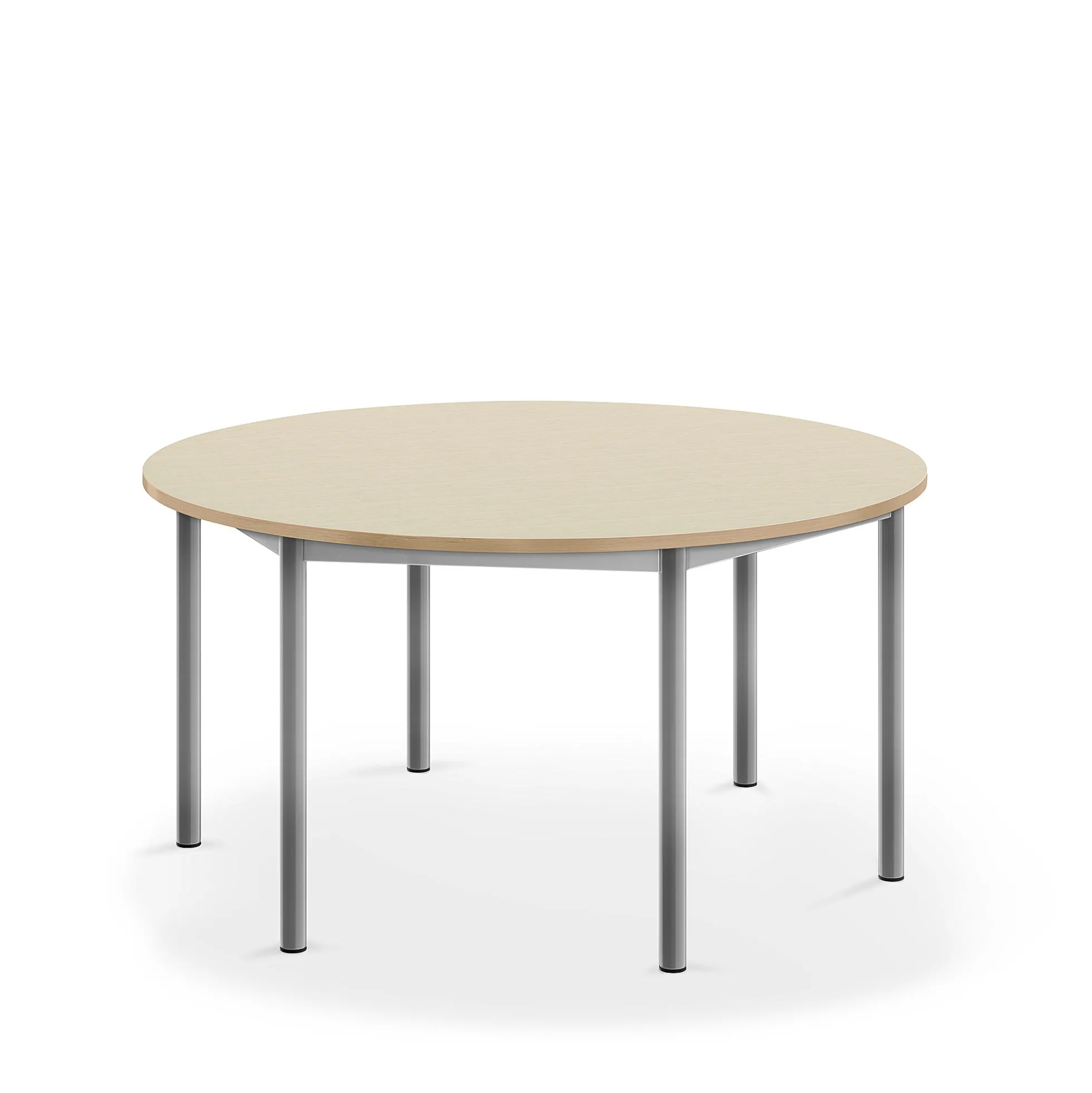 Pöytä BORÅS Korkeapainelaminaatti HPL, pyöreä, Ø 1200x600 mm, koivu, hopeanharmaa