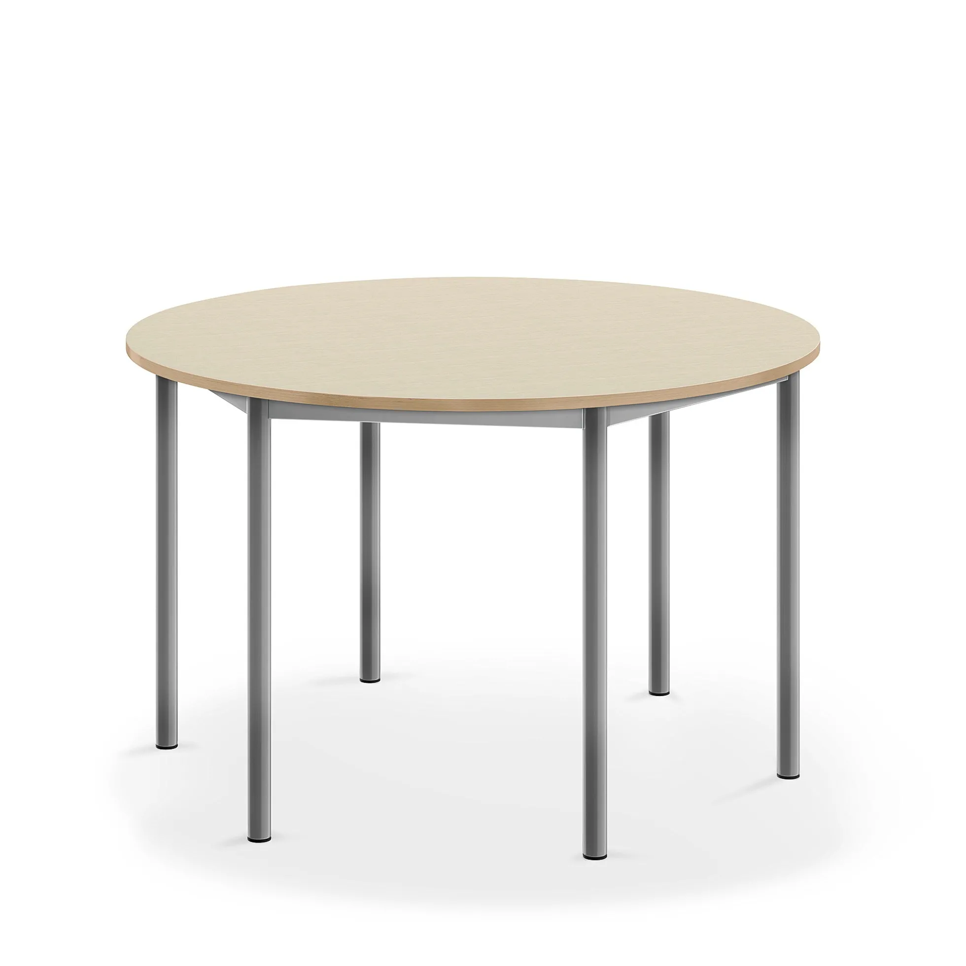 Pöytä BORÅS Korkeapainelaminaatti HPL, pyöreä, Ø1200x720 mm, koivu, hopeanharmaa