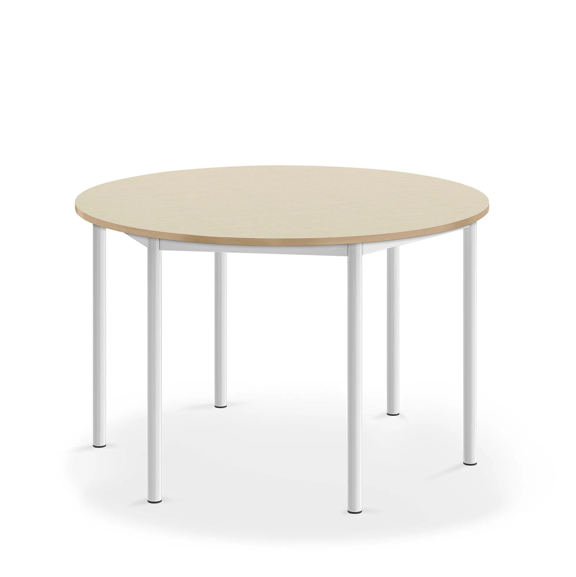 Pöytä BORÅS Korkeapainelaminaatti HPL, pyöreä, Ø1200x720 mm, koivu, valkoinen
