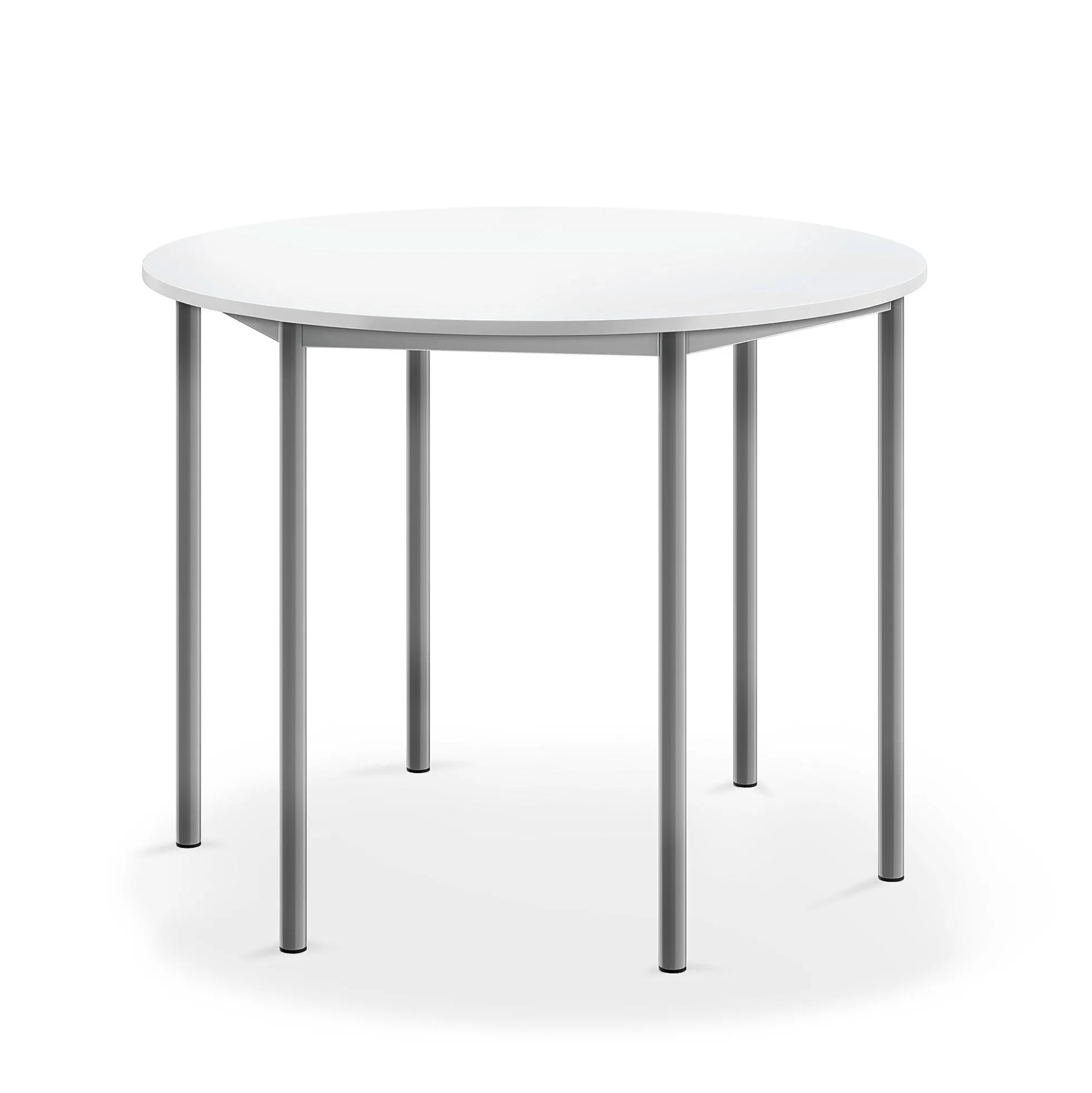 Pöytä BORÅS Korkeapainelaminaatti HPL, pyöreä, Ø1200x900 mm, valkoinen, hopeanharmaa