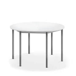Pöytä BORÅS Korkeapainelaminaatti HPL, pyöreä, Ø1200x720 mm, valkoinen, hopeanharmaa