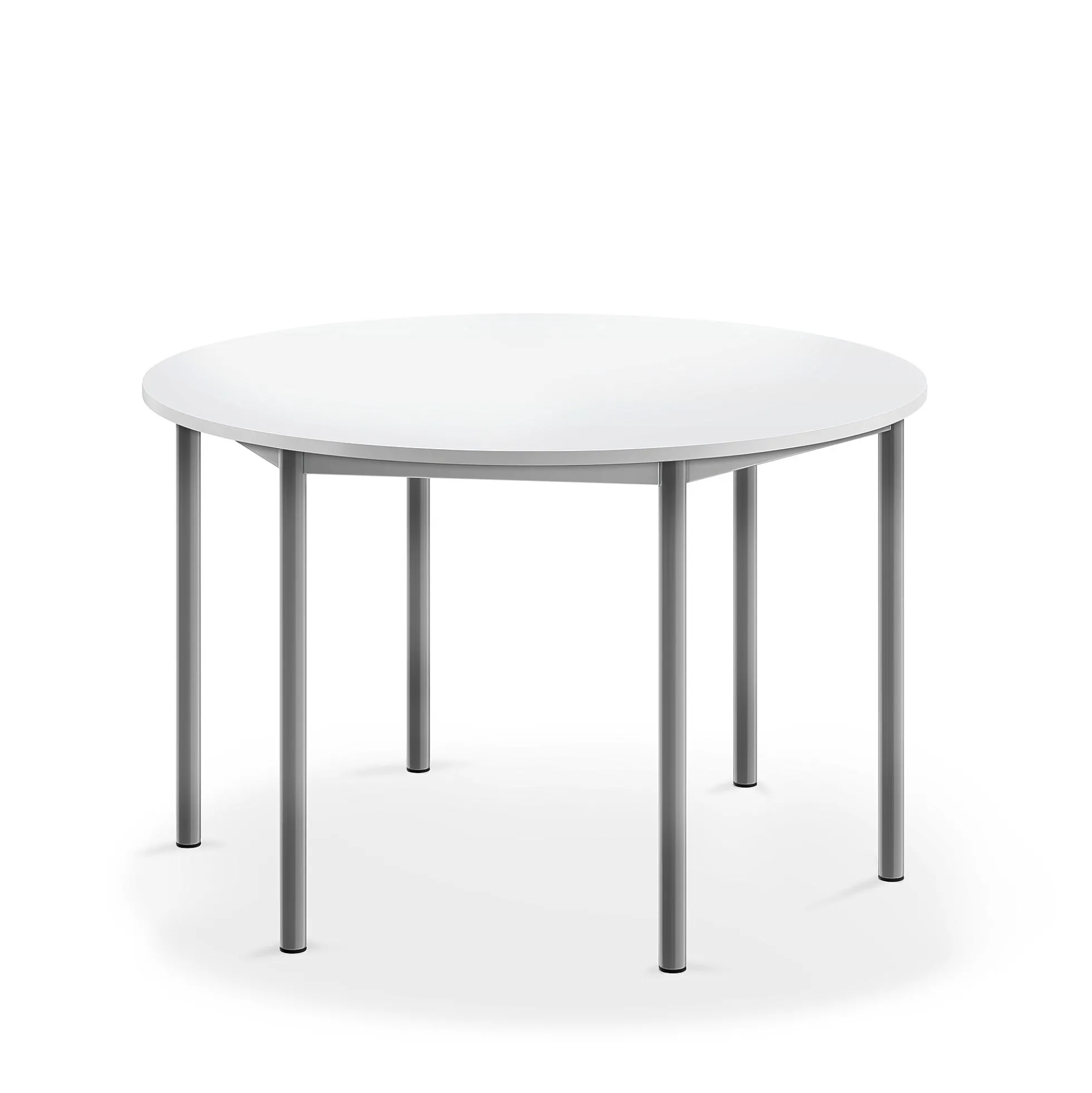 Pöytä BORÅS Korkeapainelaminaatti HPL, pyöreä, Ø1200x720 mm, valkoinen, hopeanharmaa