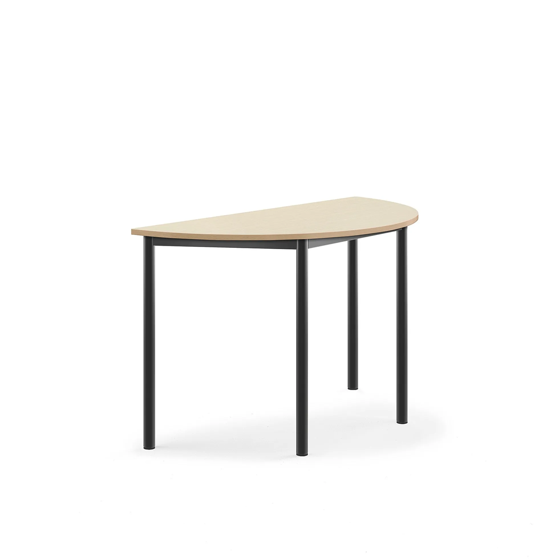 Pöytä BORÅS Puoliympyrä, 1200x600x720 mm, koivulaminaatti, antrasiitinharmaa