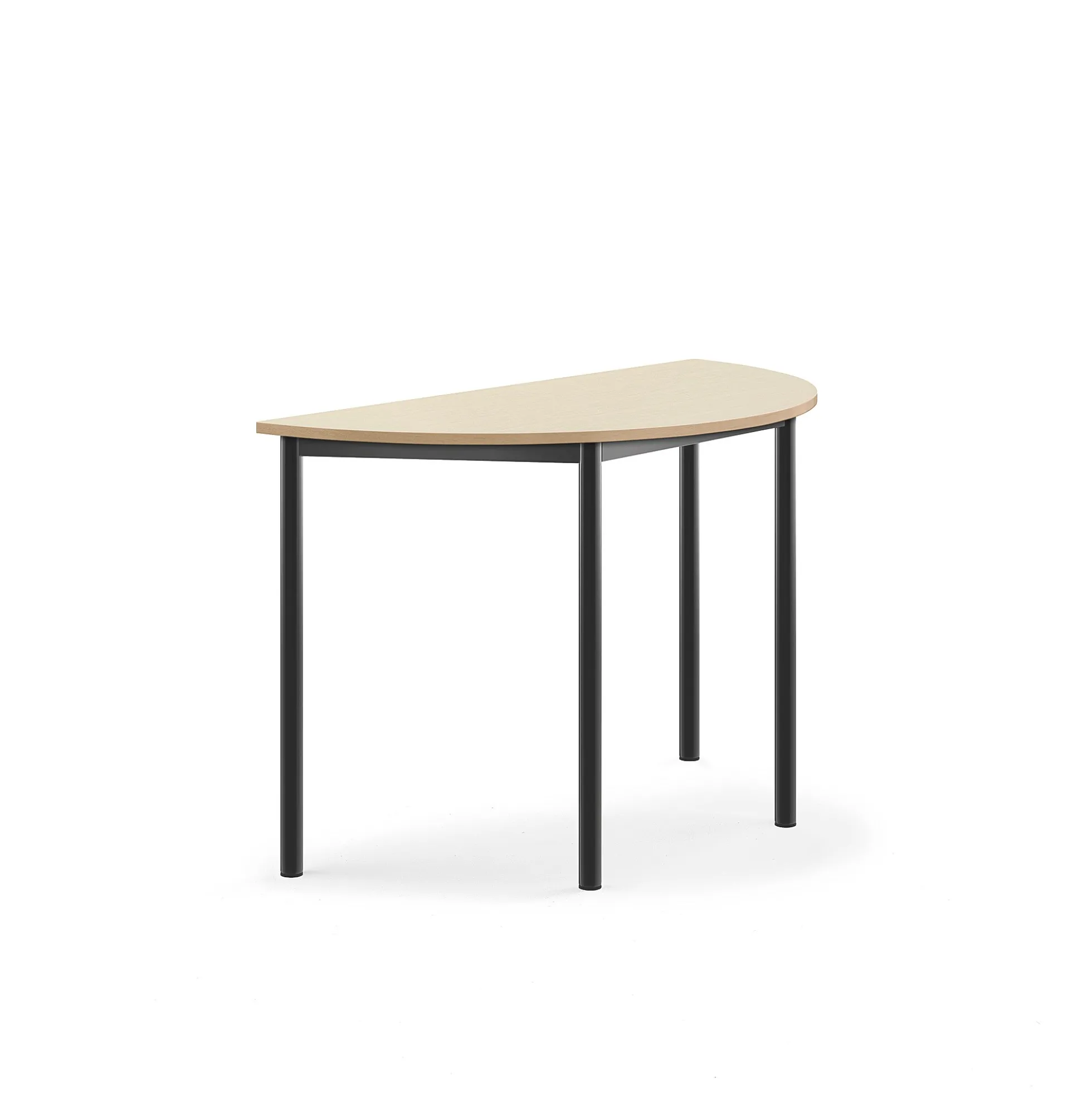 Pöytä BORÅS Puoliympyrä, 1200x600x760 mm, koivulaminaatti, antrasiitinharmaa