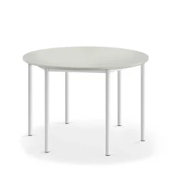 Pöytä BORÅS Pyöreä, Ø1200x760 mm, harmaa laminaatti, valkoinen