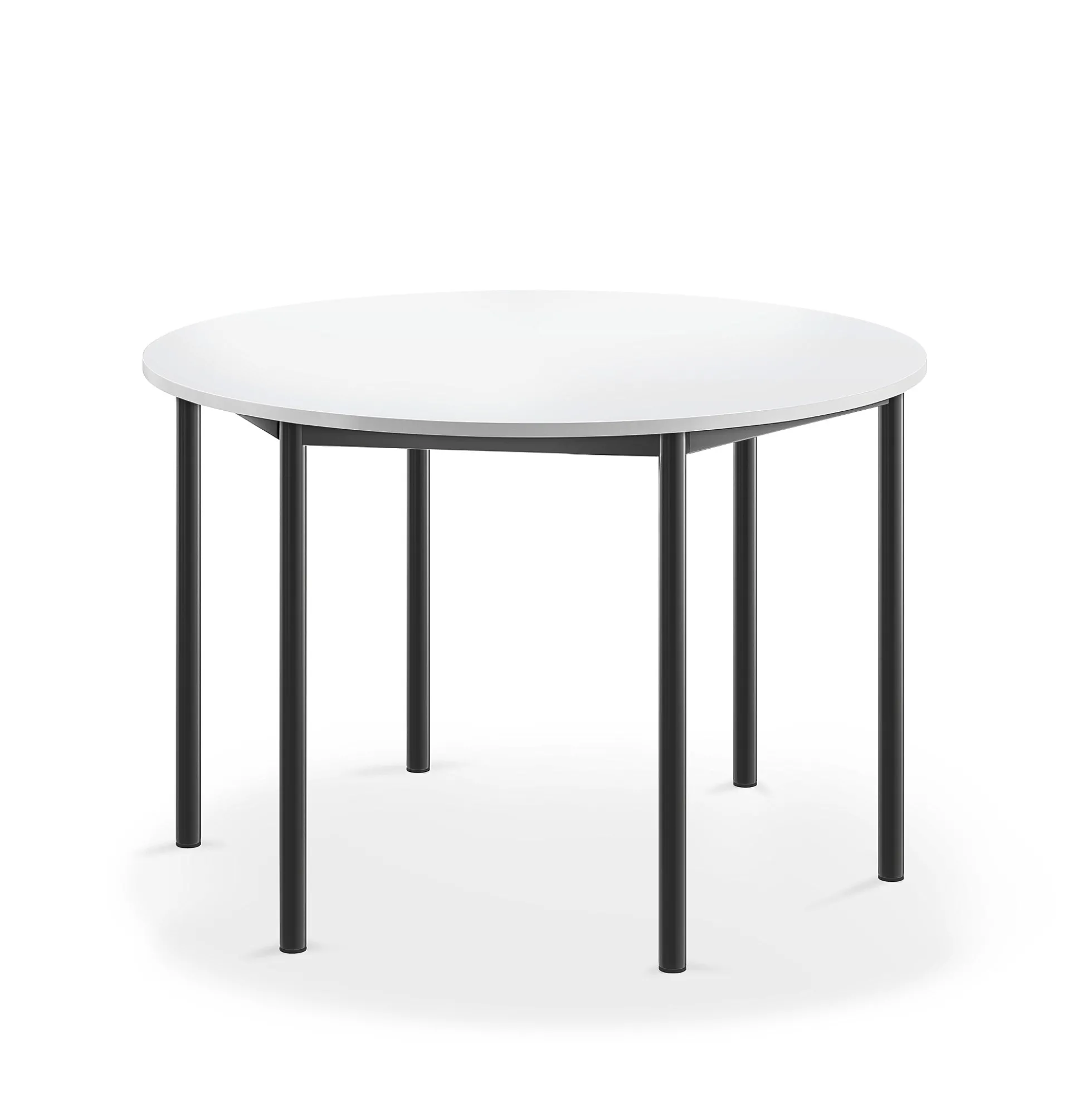 Pöytä BORÅS Pyöreä, Ø 1200x760 mm, valkoinen laminaatti, antrasiitinharmaa
