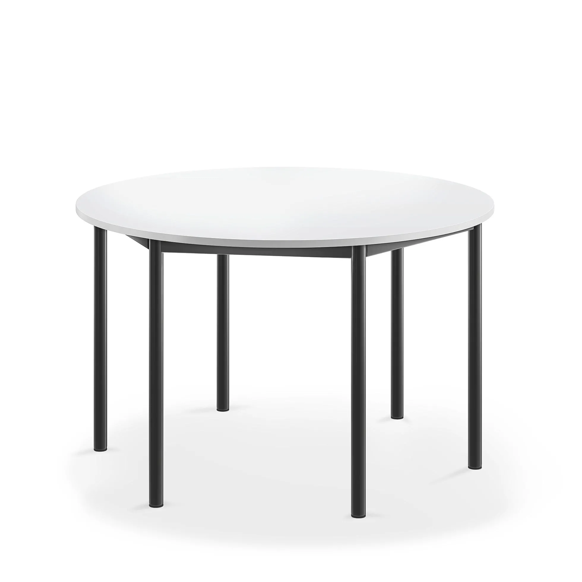 Pöytä BORÅS Pyöreä, Ø 1200x720 mm, valkoinen laminaatti, antrasiitinharmaa