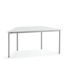 Pöytä BORÅS TRAPETS 1600x800x720 mm, valkoinen laminaatti, hopeanharmaa