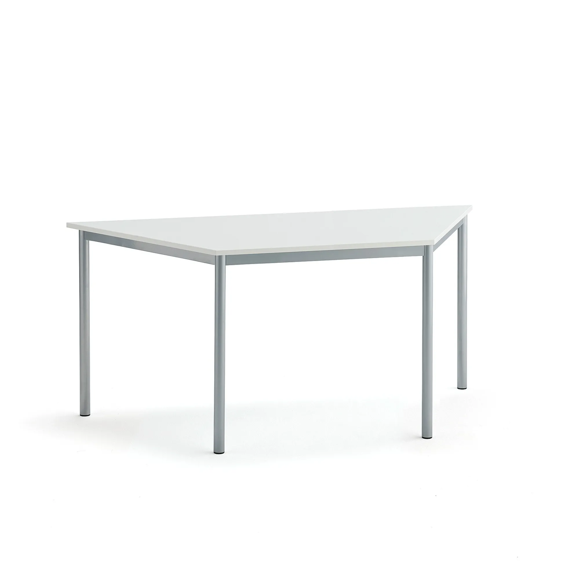Pöytä BORÅS TRAPETS 1600x800x720 mm, valkoinen laminaatti, hopeanharmaa