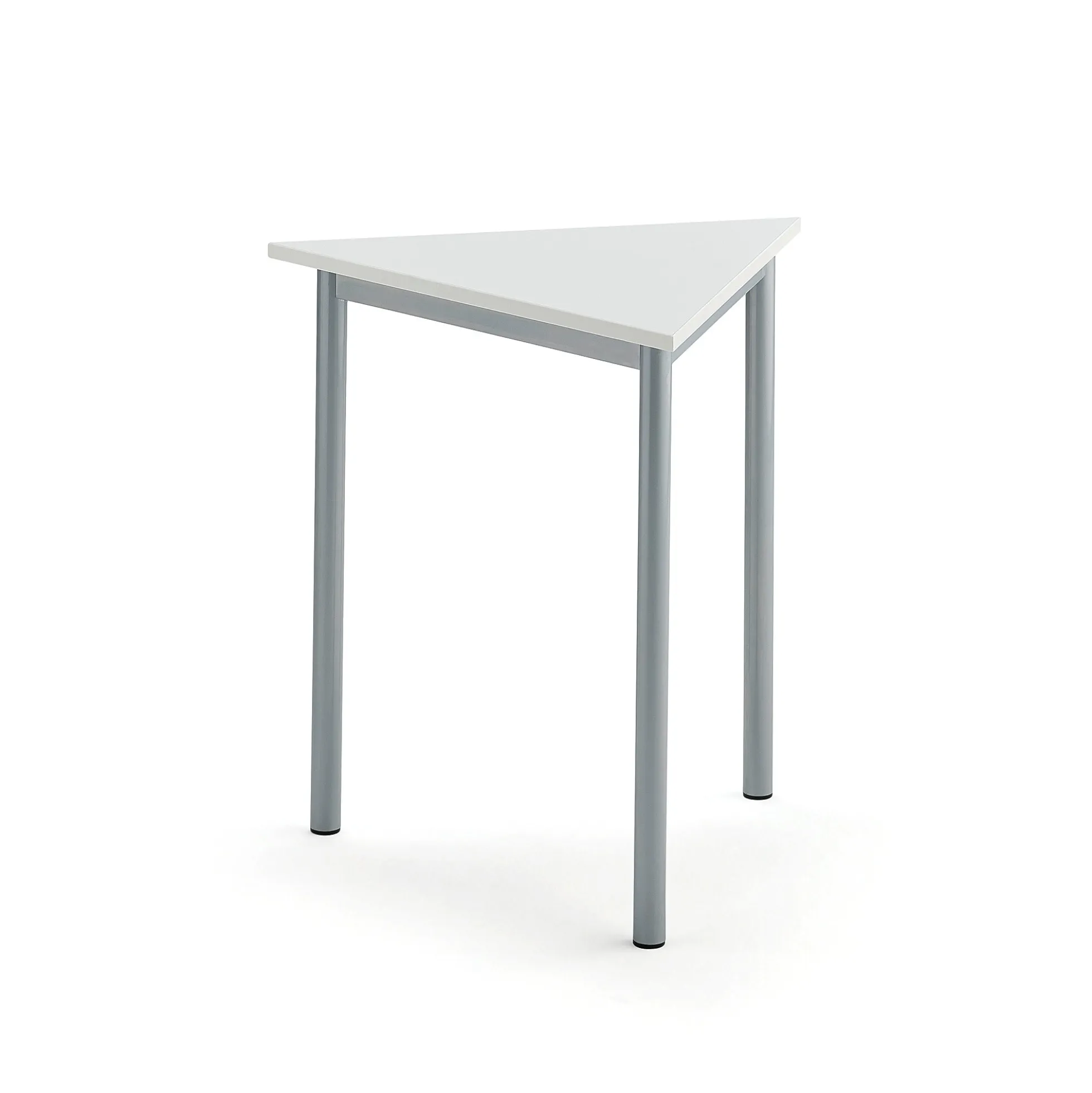 Pöytä BORÅS TRIANGEL 700x700x720 mm, valkoinen laminaatti, hopeanharmaa