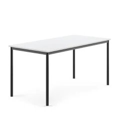 Pöytä BORÅS 1600x800x760 mm, valkoinen laminaatti, antrasiitinharmaa