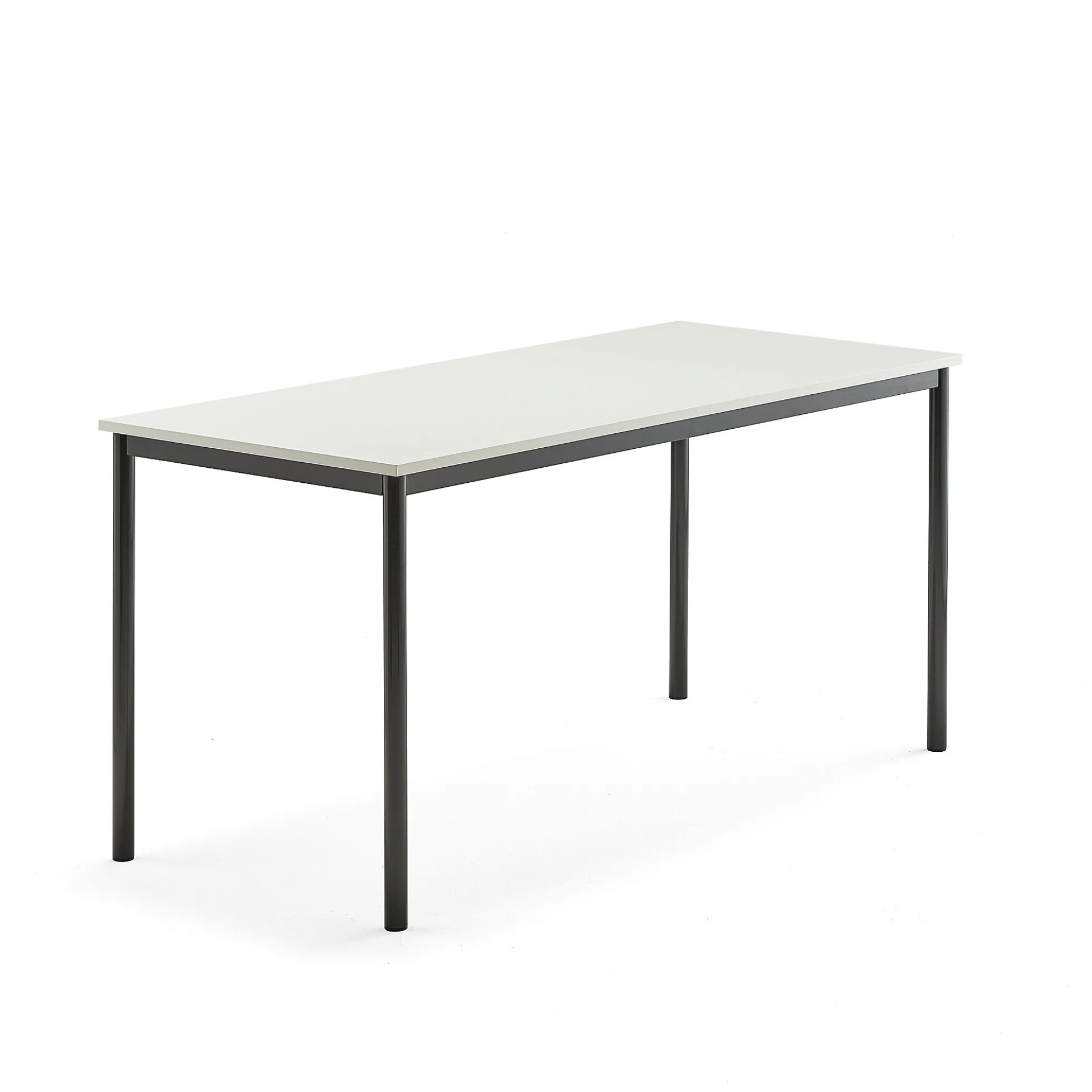Pöytä BORÅS 1600x700x760 mm, valkoinen laminaatti, antrasiitinharmaa