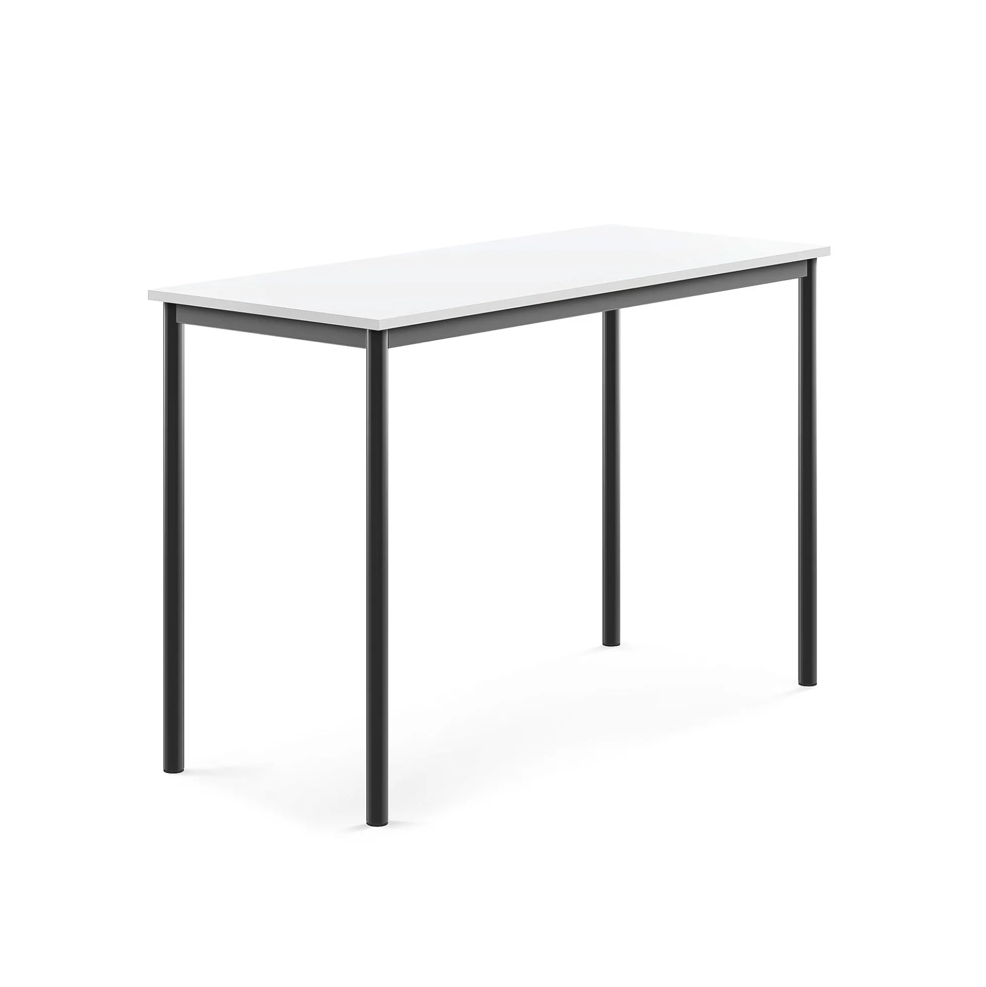 Pöytä BORÅS 1400x600x900 mm, valkoinen laminaatti, antrasiitinharmaa
