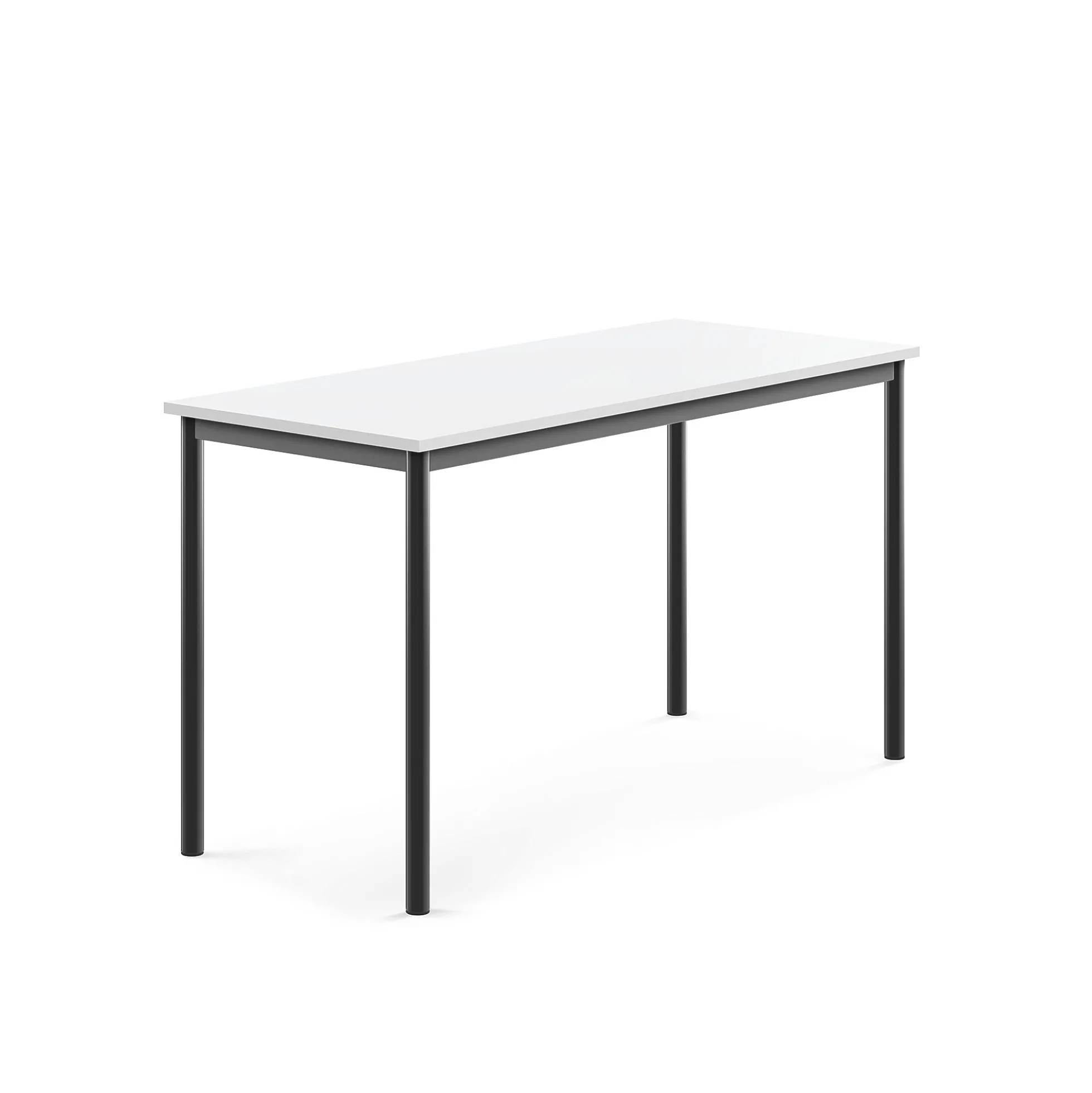 Pöytä BORÅS 1400x600x760 mm, valkoinen laminaatti, antrasiitinharmaa