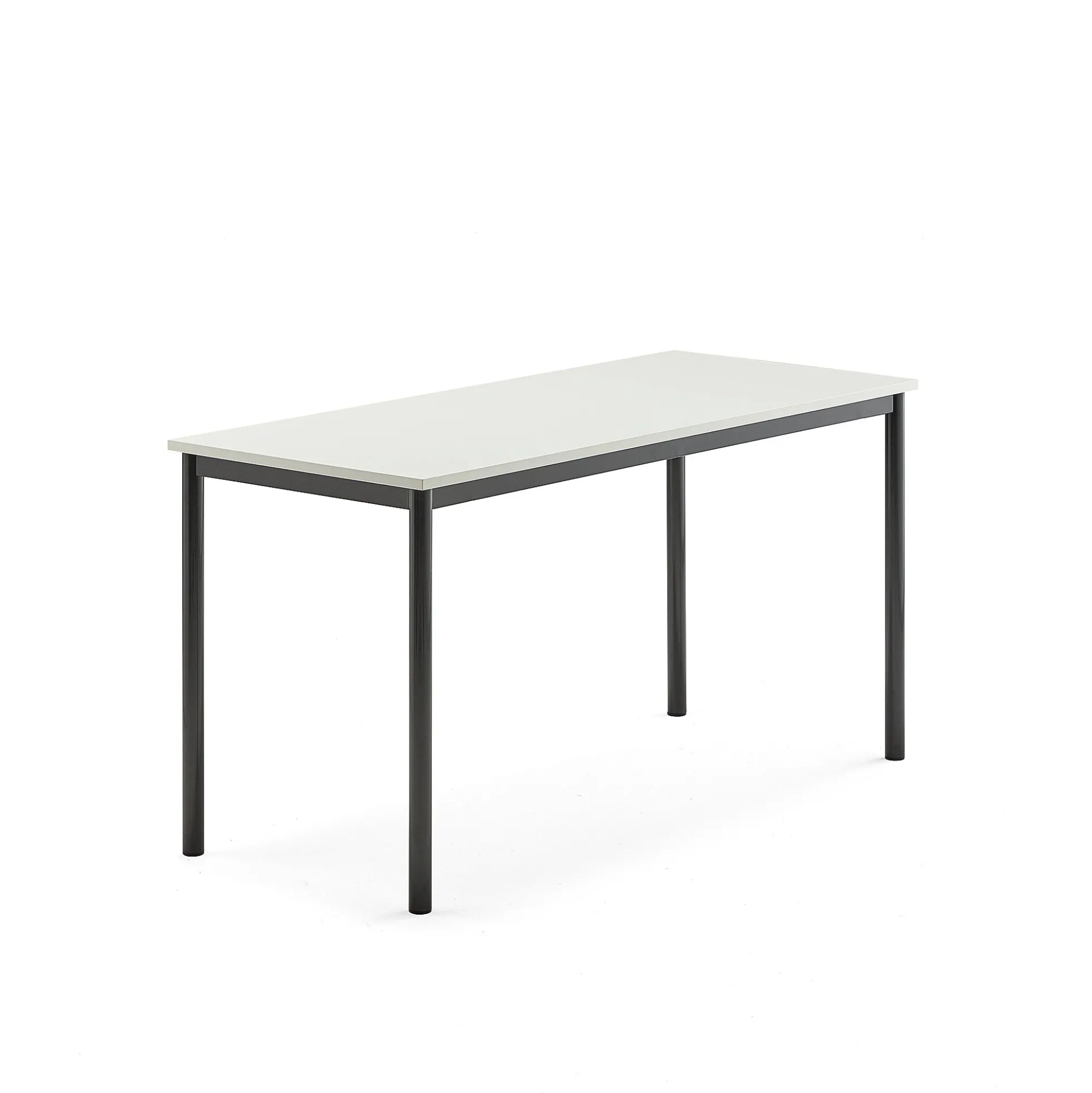 Pöytä BORÅS 1400x600x720 mm, valkoinen laminaatti, antrasiitinharmaa