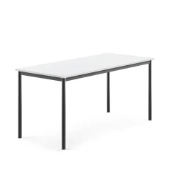 Pöytä BORÅS 1600x700x720 mm, valkoinen laminaatti, antrasiitinharmaa