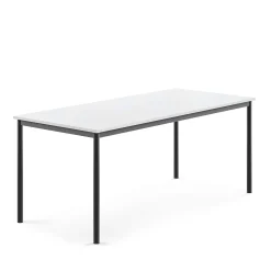 Pöytä BORÅS 1800x800x720 mm, valkoinen laminaatti, antrasiitinharmaa