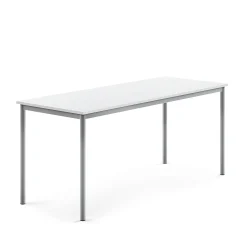 Pöytä BORÅS 1800x700x760 mm, valkoinen laminaatti, hopeanharmaa