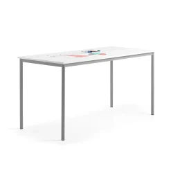 Pöytä BORÅS 1800x800x900 mm, valkotaulupöytälevy, alumiininharmaa