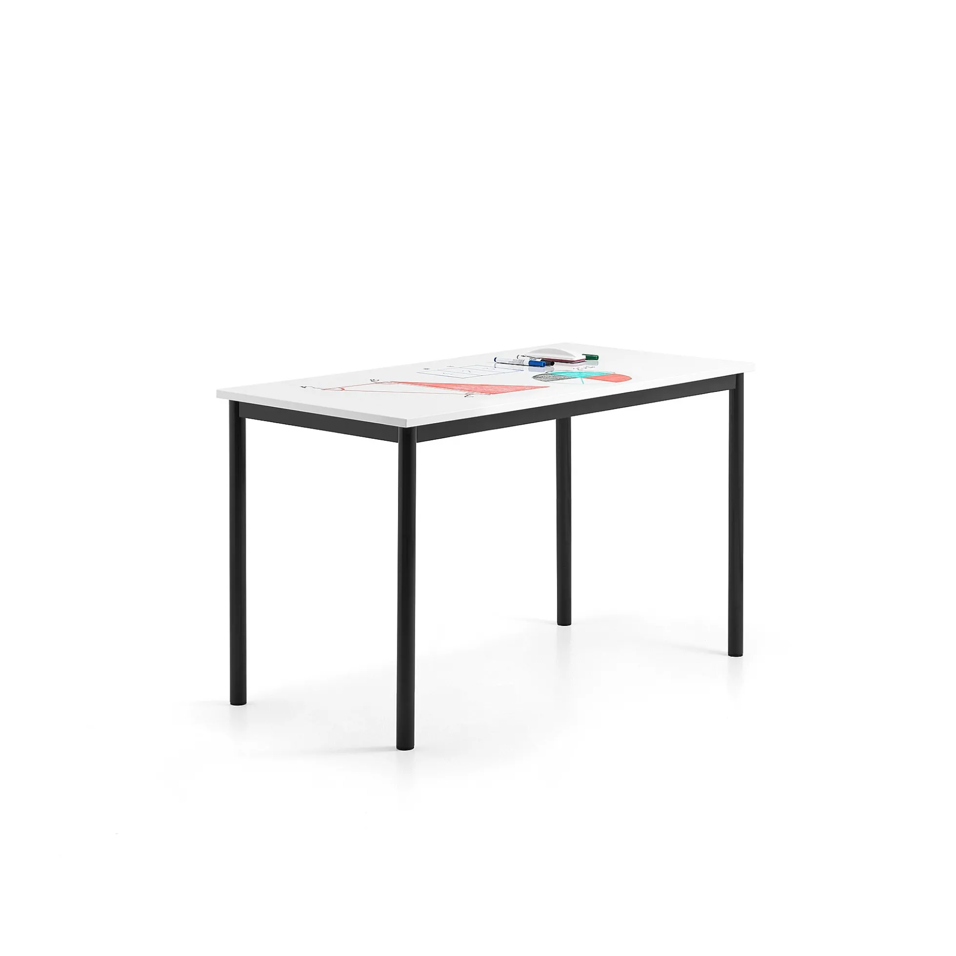 Pöytä BORÅS 1200x600x720 mm, valkotaulupöytälevy, antrasiitti