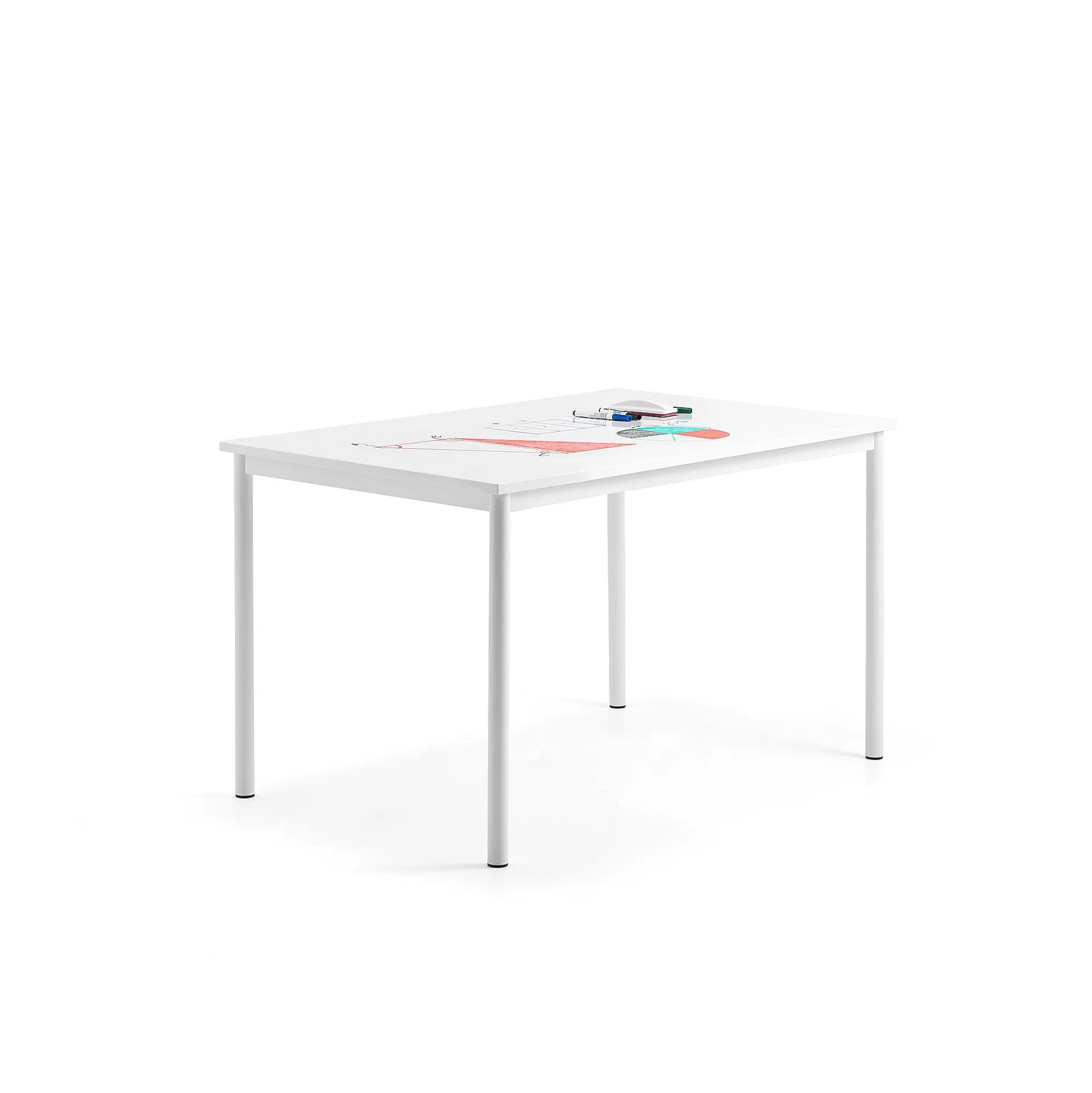 Pöytä BORÅS 1200x800x720 mm, valkotaulupöytälevy, valkoinen