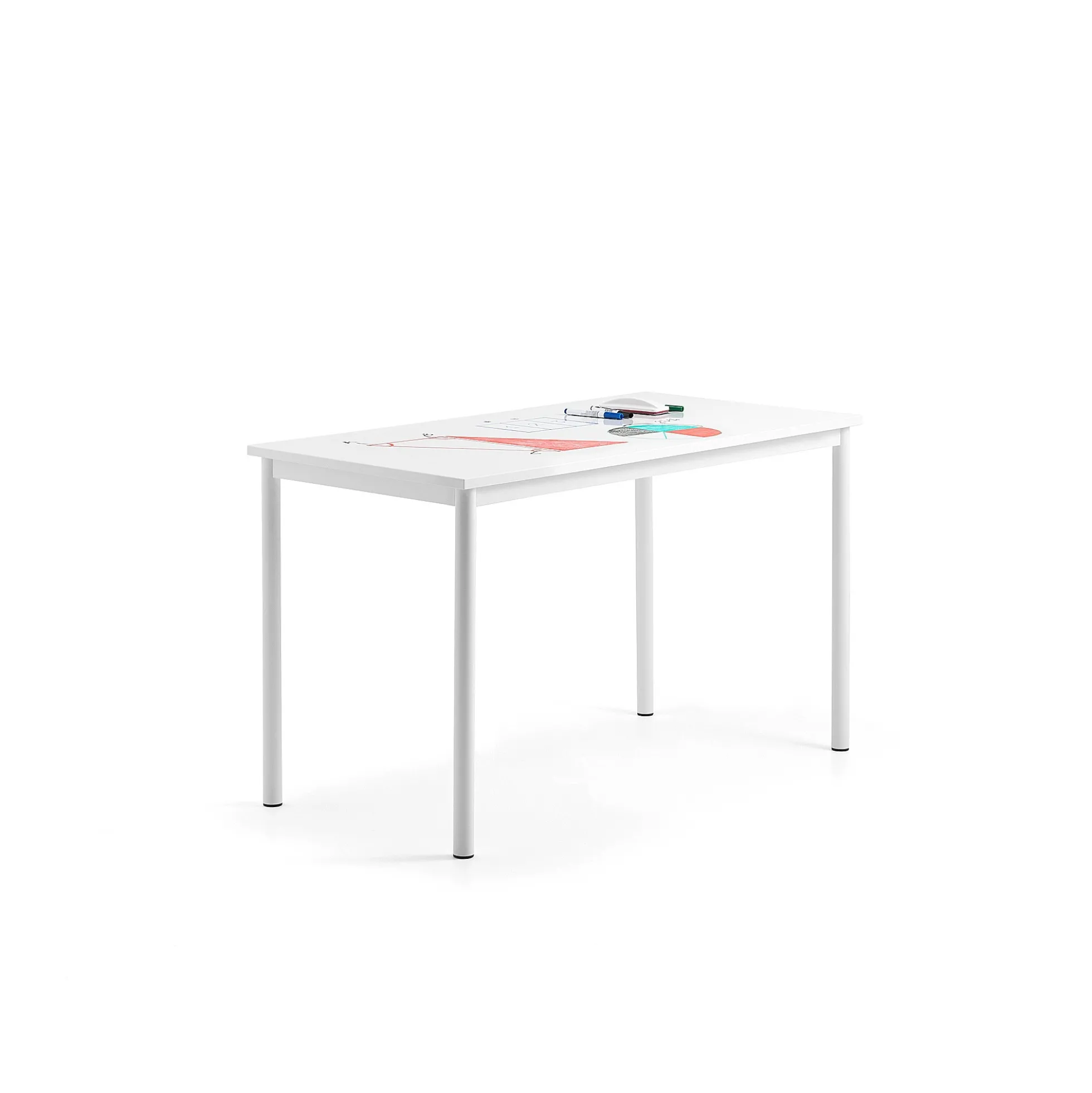 Pöytä BORÅS 1200x600x720 mm, valkotaulupöytälevy, valkoinen