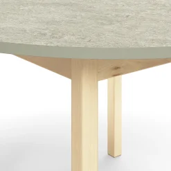 Pöytä DECIBEL Ø1200x720 mm, harmaa linoleumi, koivu