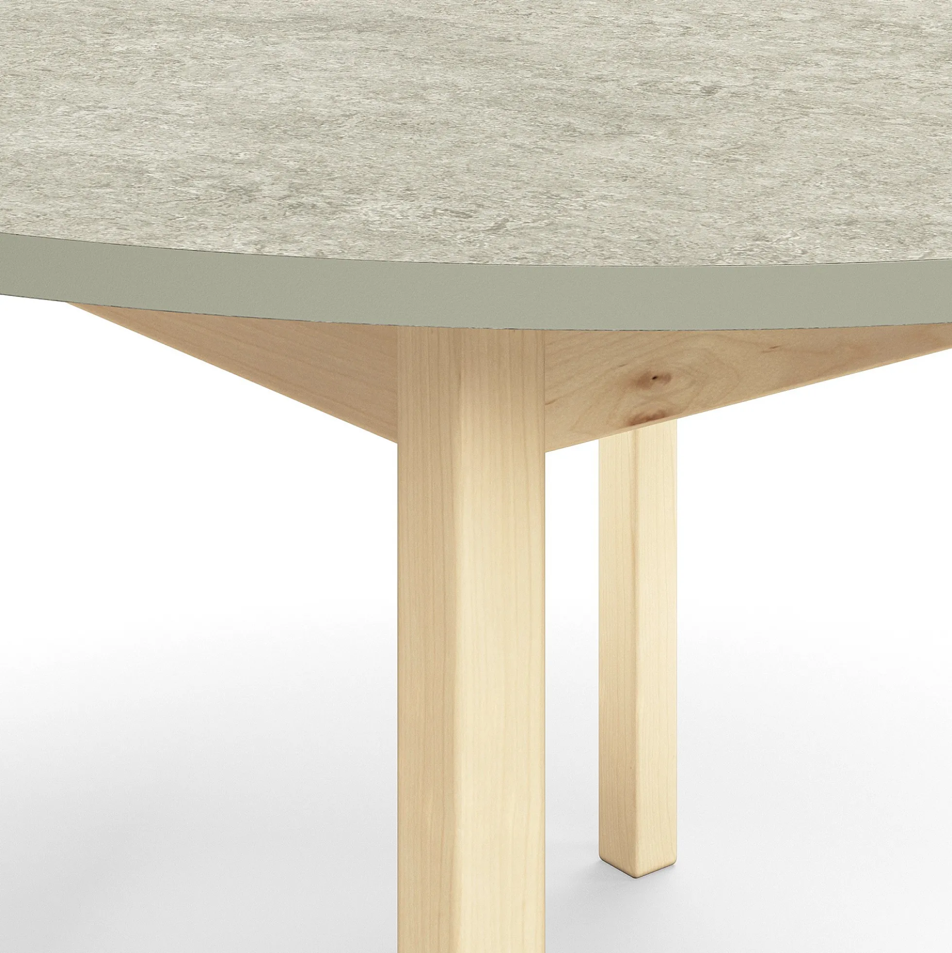 Pöytä DECIBEL Ø1200x720 mm, harmaa linoleumi, koivu