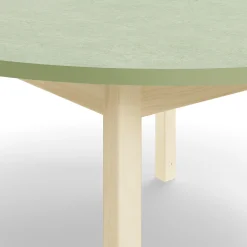 Pöytä DECIBEL Ø1200x590 mm, ääntä vaimentava linoleumi, koivu/harmaanvihreä