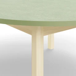 Pöytä DECIBEL Ø1200x530 mm, ääntä vaimentava linoleumi, koivu/harmaanvihreä