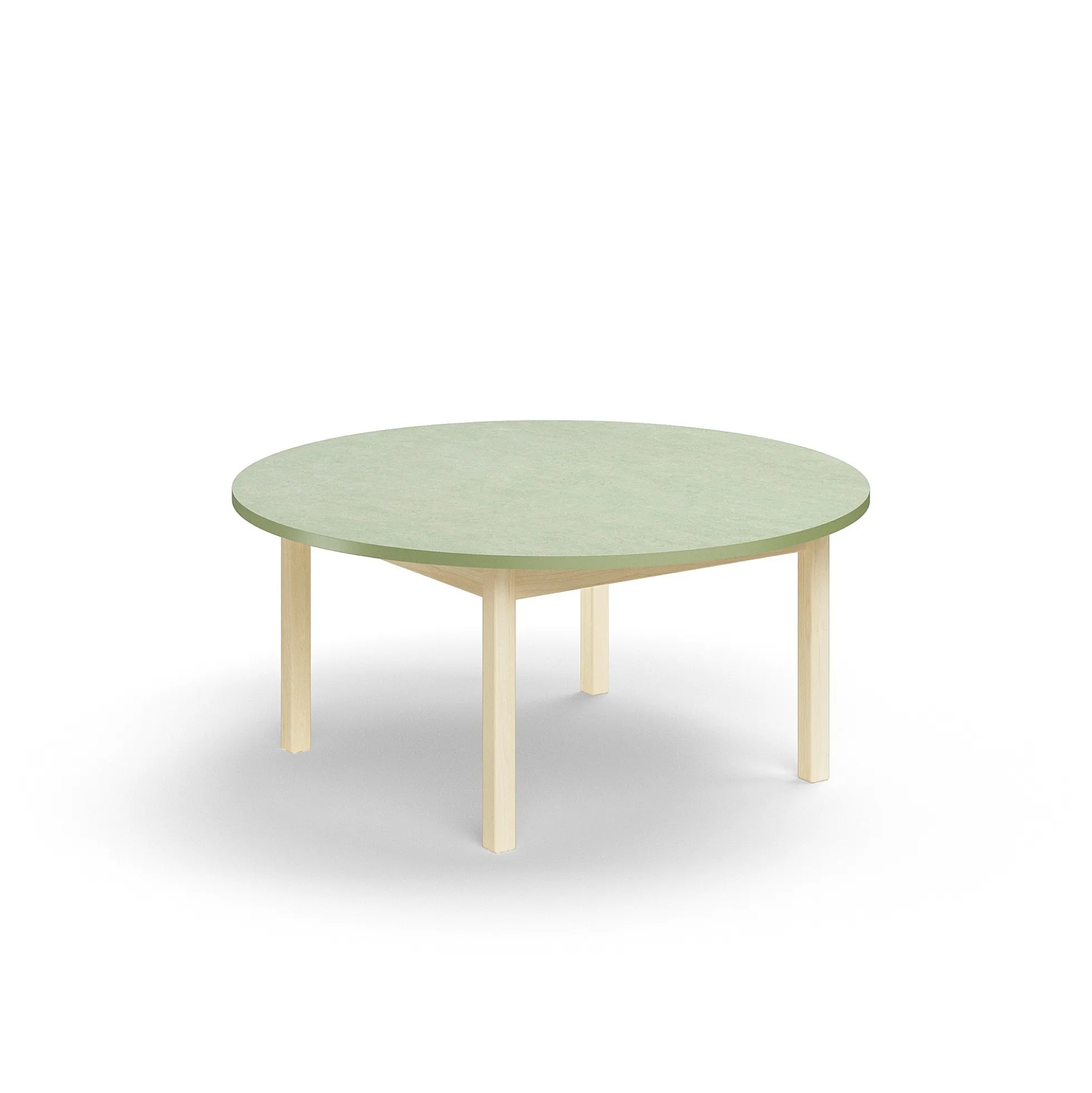 Pöytä DECIBEL Ø1200x530 mm, ääntä vaimentava linoleumi, koivu/harmaanvihreä
