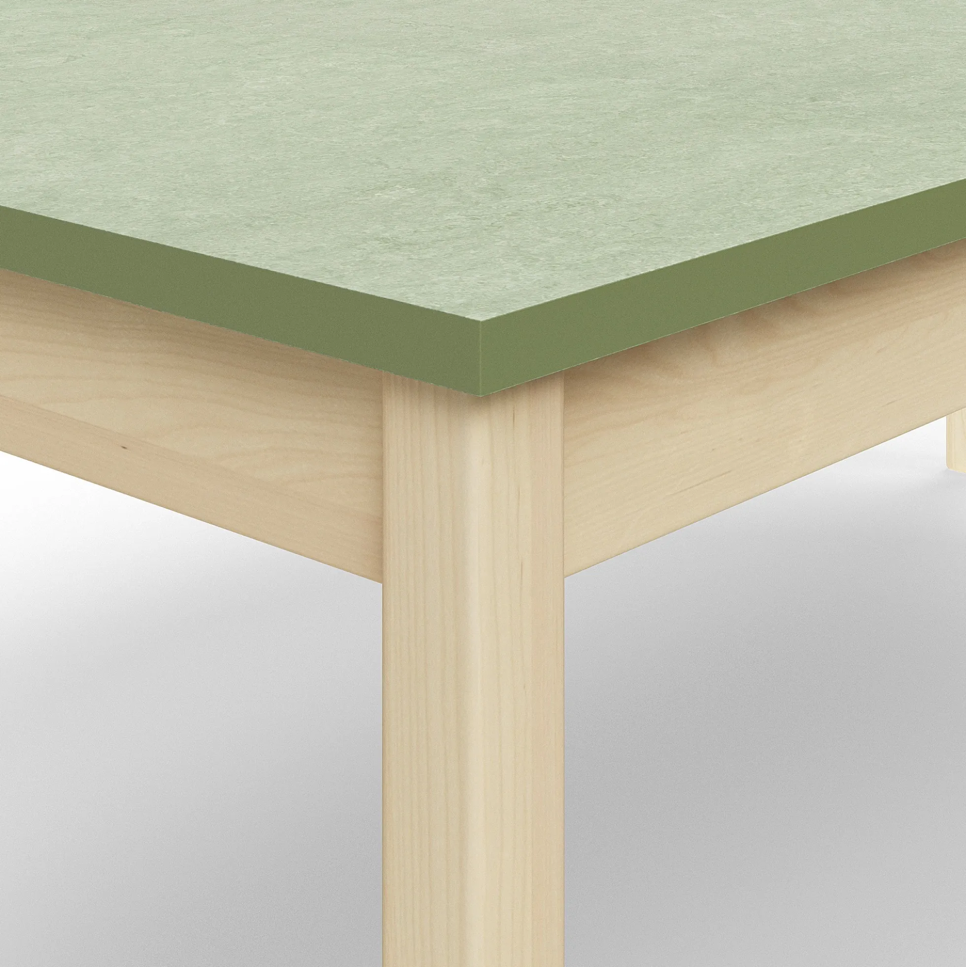 Pöytä DECIBEL 1600x800x590 mm, ääntä vaimentava linoleumi, koivu/harmaanvihreä