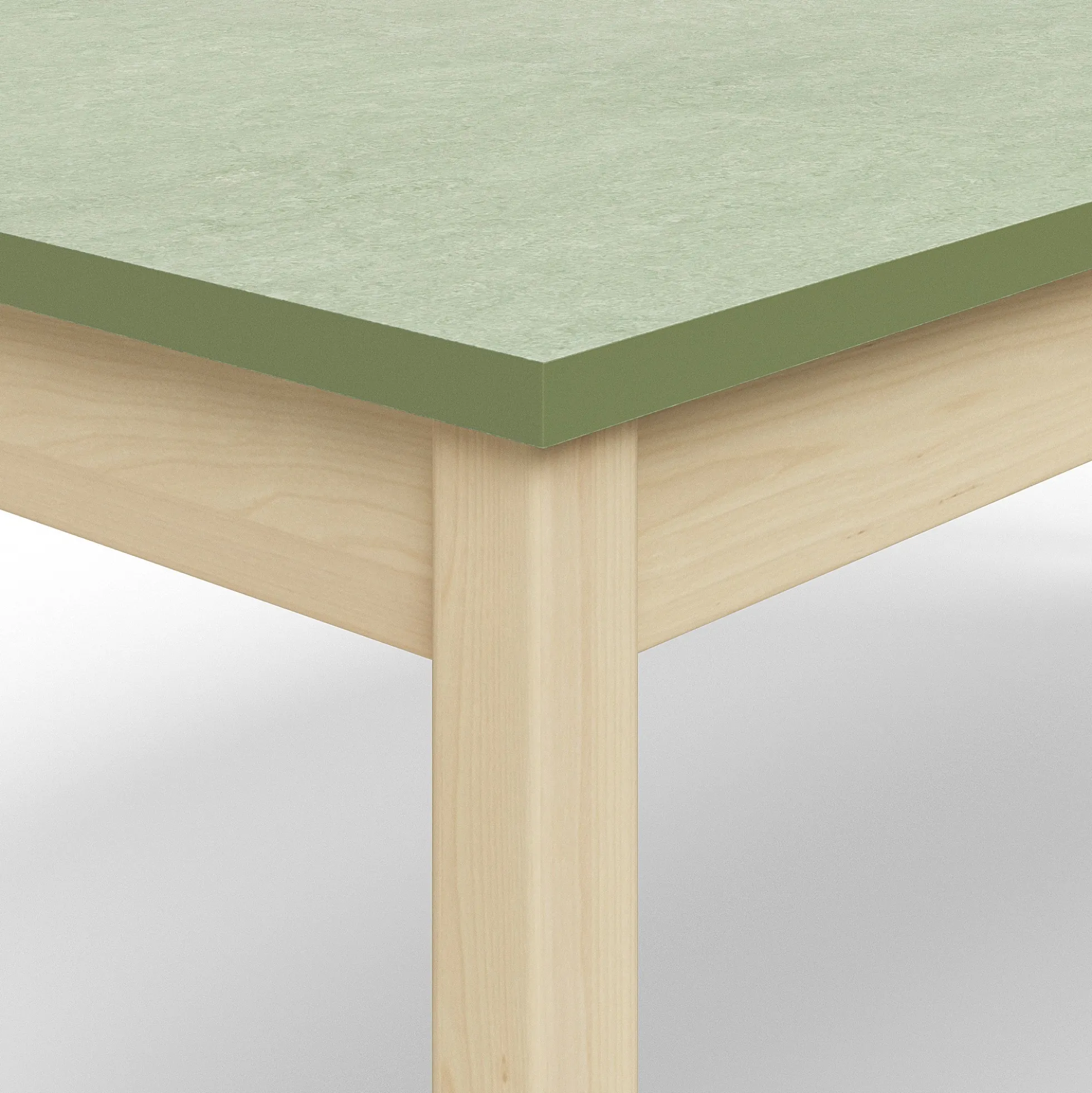 Pöytä DECIBEL 1600x700x590 mm, ääntä vaimentava linoleumi, koivu/harmaanvihreä