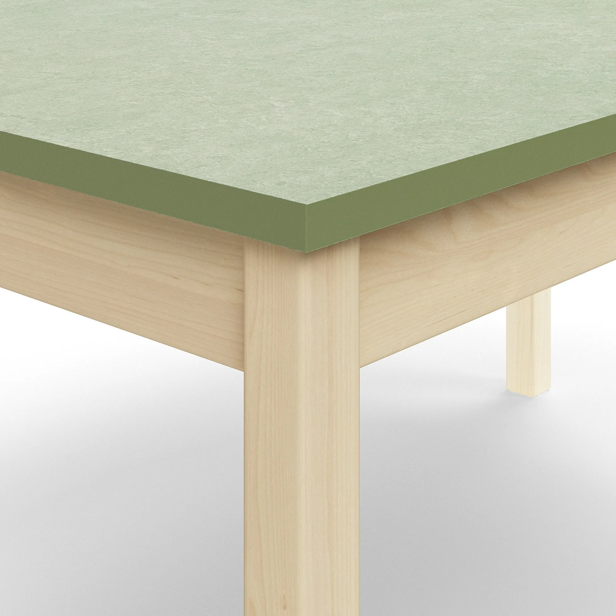Pöytä DECIBEL 1200x700x590 mm, ääntä vaimentava linoleumi, koivu/harmaanvihreä