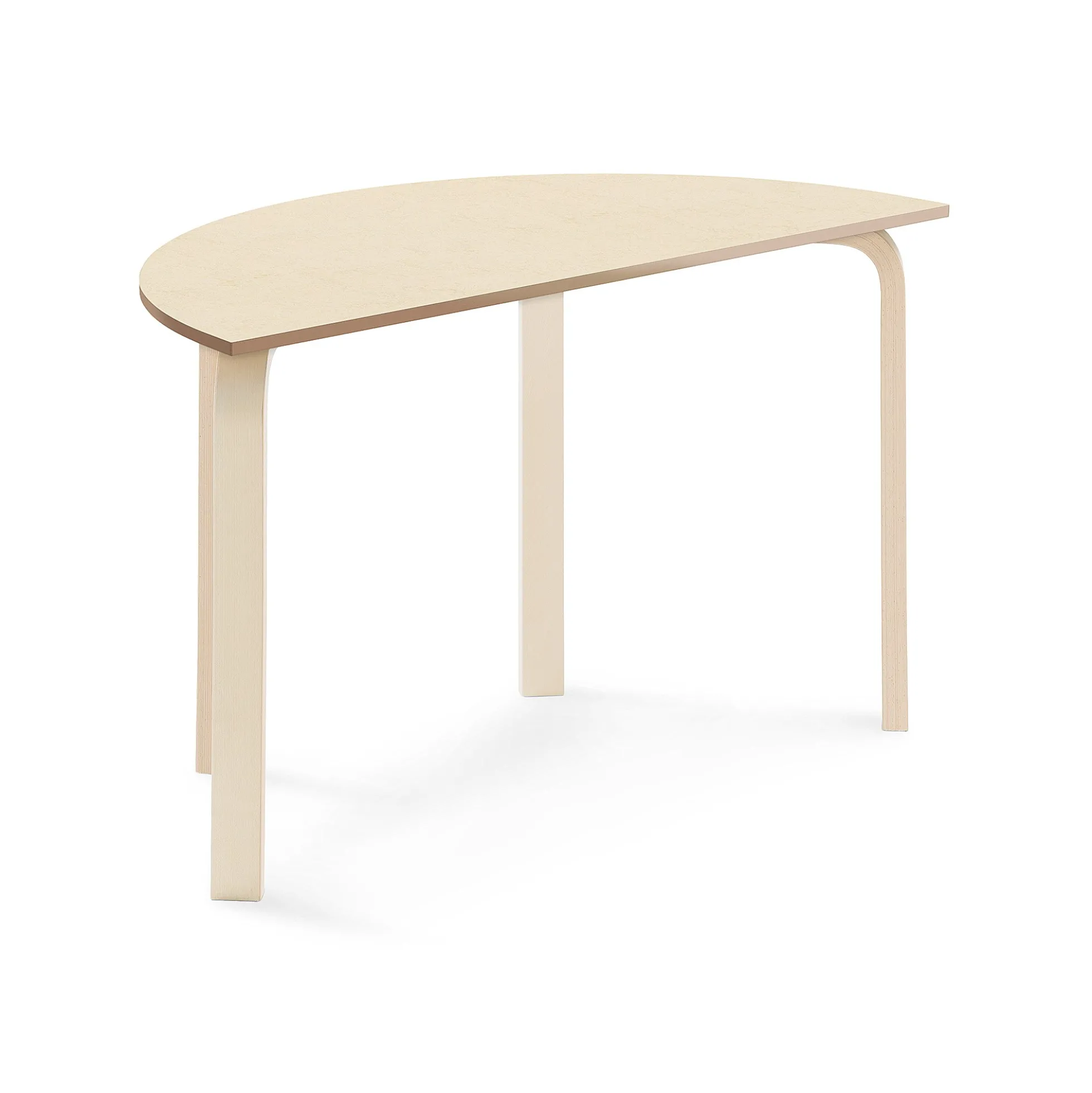 Pöytä ELTON Puoliympyrä, 1200x600x710 mm, beige linoleumi, koivu