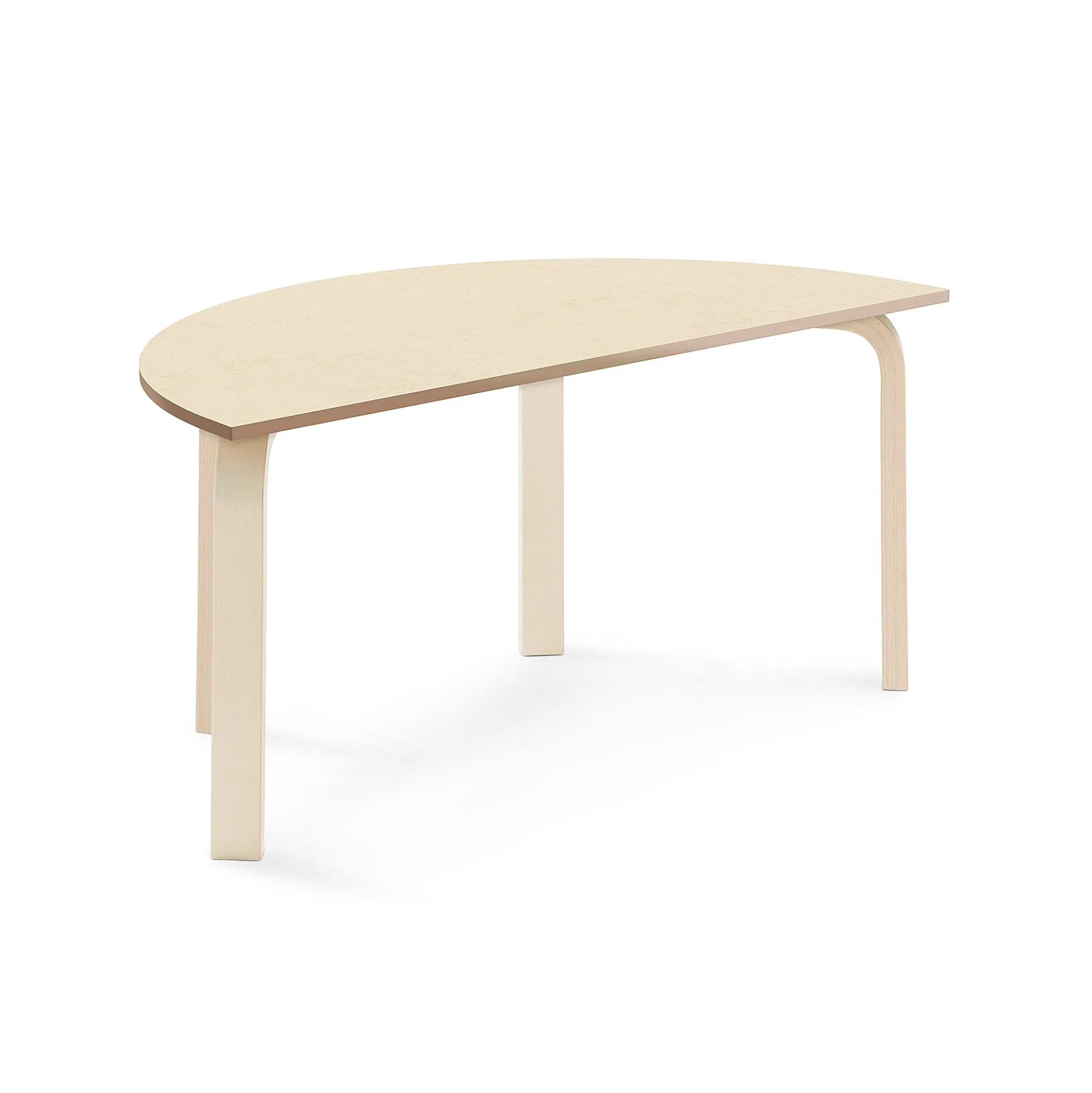 Pöytä ELTON Puoliympyrä, 1200x600x530 mm, beige linoleumi, koivu