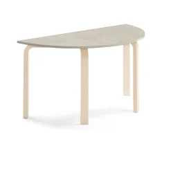 Pöytä ELTON Puoliympyrä, 1200x600x640 mm, harmaa linoleumi, koivu