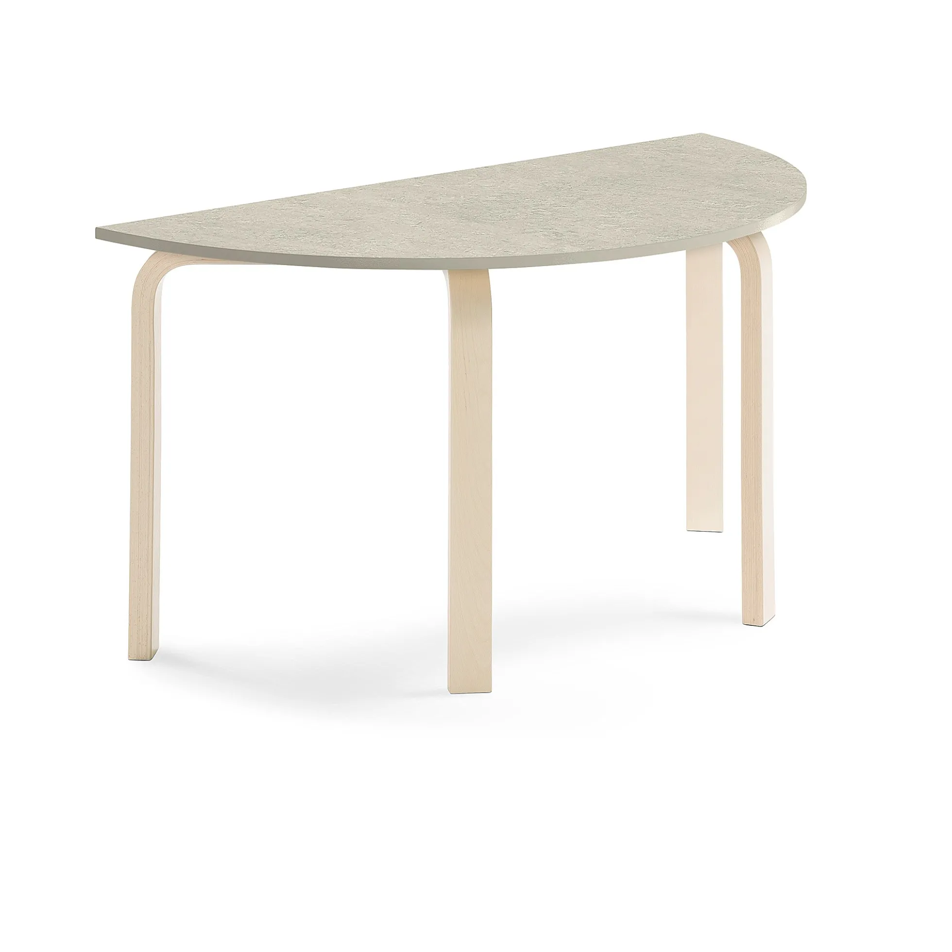 Pöytä ELTON Puoliympyrä, 1200x600x640 mm, harmaa linoleumi, koivu