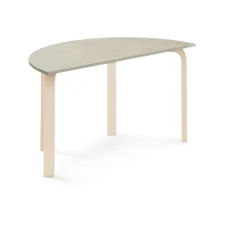 Pöytä ELTON Puoliympyrä, 1200x600x640 mm, harmaa linoleumi, koivu