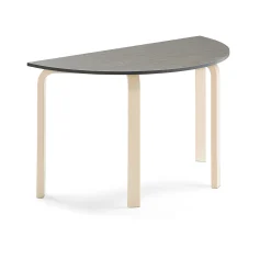 Pöytä ELTON Puoliympyrä, 1200x600x710 mm, tummanharmaa linoleumi, koivu