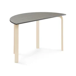 Pöytä ELTON Puoliympyrä, 1200x600x710 mm, tummanharmaa linoleumi, koivu
