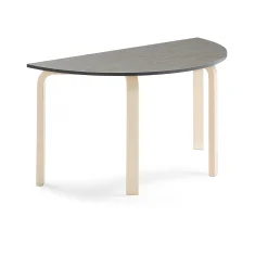 Pöytä ELTON Puoliympyrä, 1200x600x640 mm, tummanharmaa linoleumi, koivu