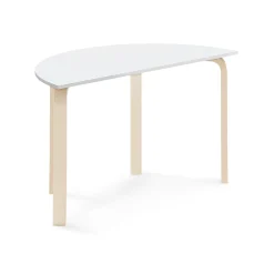 Pöytä ELTON Puoliympyrä, 1200x600x710 mm, valkoinen laminaatti, koivu