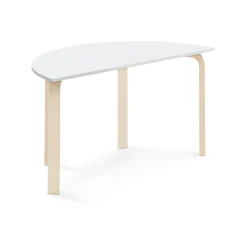 Pöytä ELTON Puoliympyrä, 1200x600x640 mm, valkoinen laminaatti, koivu