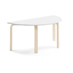Pöytä ELTON Puoliympyrä, 1200x600x530 mm, valkoinen laminaatti, koivu