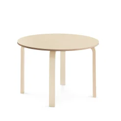 Pöytä ELTON Ø 900x590 mm, beige linoleumi, koivu
